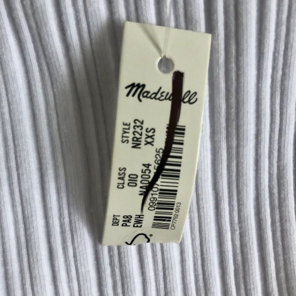 Madewell Tank Top Size XXS White Ribbed Cotton Blend Sleeveless Cropped Boatneck - Picture 11 of 16